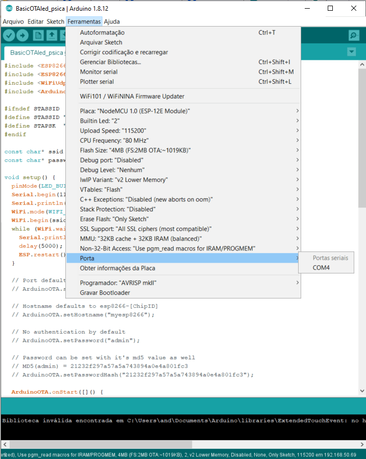 Blog-Eletrogate-Arduino-IDE-ESP8266-Porta